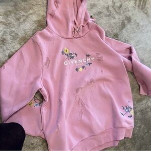 Givenchy floral embroided logo hoodie